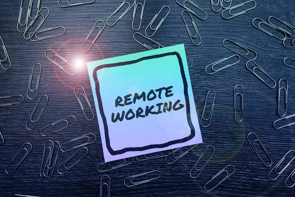 Inspiration Zeigt Zeichen Remote Working Konzept Bedeutet Situation Der Ein — Stockfoto