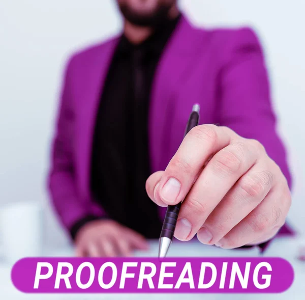Sign Displaying Proofreading Word Act Reading Marking Spelling Grammar Syntax — 图库照片