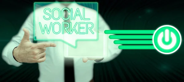 Scrivere Testo Social Worker Business Vetrina Assistenza Parte Persone Statali — Foto Stock