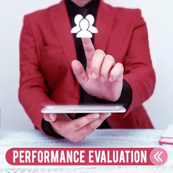 Text Caption Presenting Performance Evaluation Conceptual Photo Development Action Planning — Stockfoto