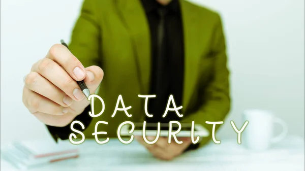 Handschrift Text Datensicherheit Geschäftsübersicht Vertraulichkeit Disk Encryption Backups Password Shielding — Stockfoto