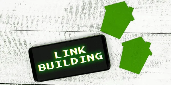 Hand writing sign Link Building, Business overview SEO Term Exchange Links Acquire Hyperlinks Indexed