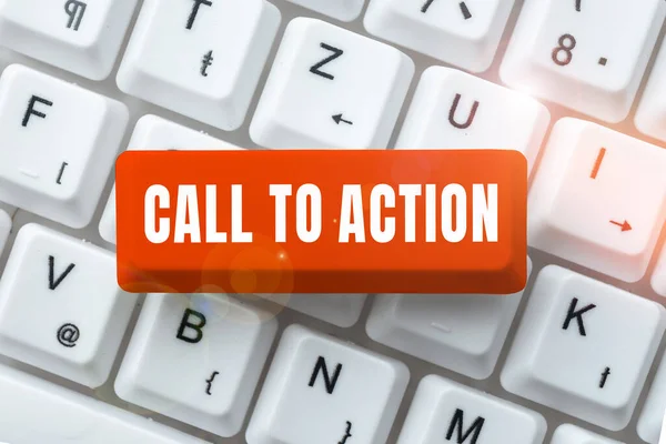 Sign Displaying Call Action Business Concept Encourage Decision Move Advance — Fotografia de Stock