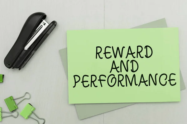 stock image Sign displaying Reward And Performance, Business concept Given in recognition of service effort achievement Prize Gift