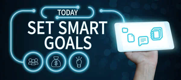 Bildunterschrift Smart Goals Business Overview Erreichbare Ziele Festlegen Gute Geschäftspläne — Stockfoto