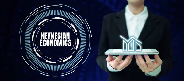 Signe Écriture Keynésien Économie Approche Commerciale Programmes Monétaires Fiscaux Par — Photo
