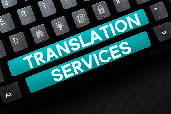 Знак Показывающий Transferservices Организацию Предоставляющую Людям Услуги Переводу Речи — стоковое фото