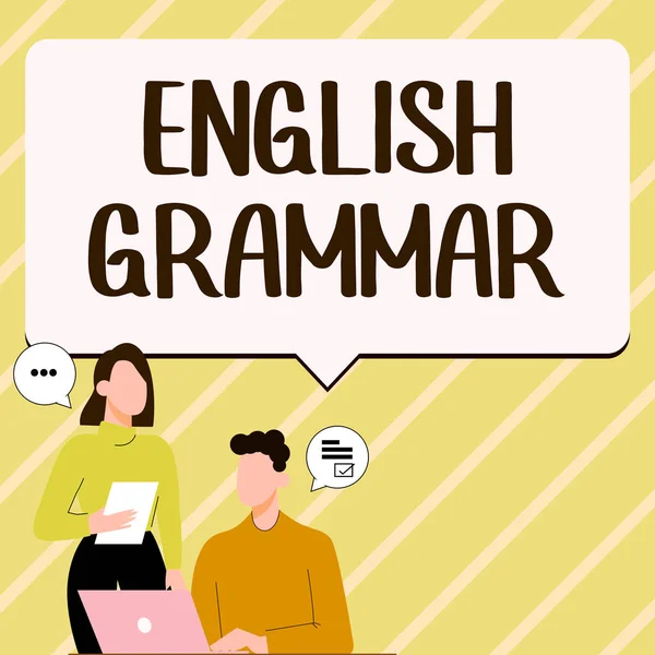 Text Sign Showing English Grammar Concept Meaning Courses Cover All — Stock Photo, Image