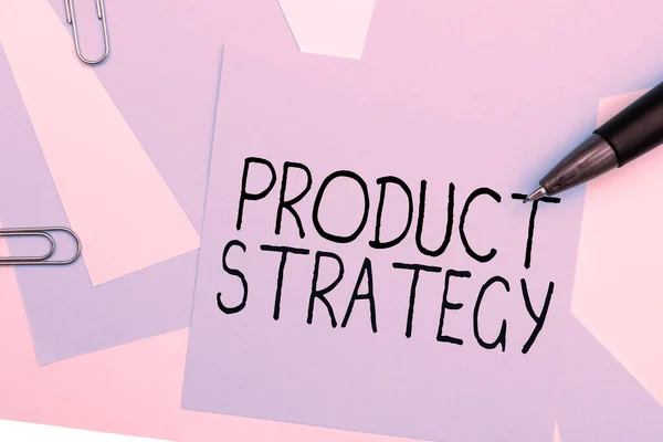 Podepsat Zobrazení Produktové Strategie Slovo Pro Dlouhodobý Plán Vývoje Úspěšné — Stock fotografie