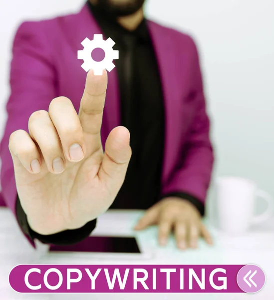 Conceptual Caption Copywriting Business Idea Writing Text Advertisements Publicity Material — Stockfoto
