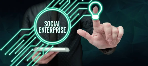 Conceptual Caption Social Enterprise Concept Meaning Business Makes Money Socially — Stock Photo, Image