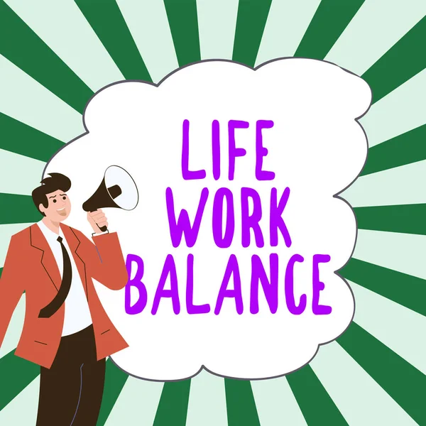 Sinal Escrita Mão Equilíbrio Trabalho Vida Necessidades Pessoa Estabilidade Conceito — Fotografia de Stock