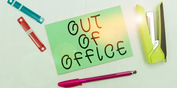 Text Sign Showing Out Office Business Approach Job Nobody Business —  Fotos de Stock