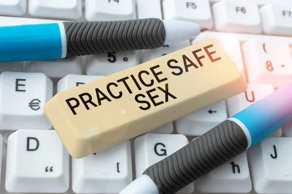 Writing Displaying Text Practice Safe Sex Word Written Intercourse Which — Stock Photo, Image