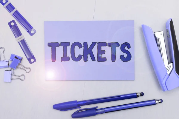Text Caption Presenting Tickets Word Small Paper Bought Provide Access — Fotografia de Stock