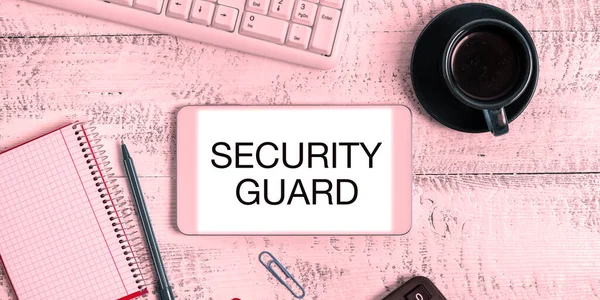 Handwriting Text Security Guard Concept Meaning Tools Used Manage Multiple — Stock fotografie
