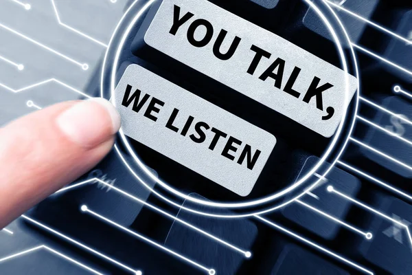 Szöveg Megjelenítése You Talk Hallgatunk Üzleti Ötlet Kétirányú Kommunikáció Motivációs — Stock Fotó
