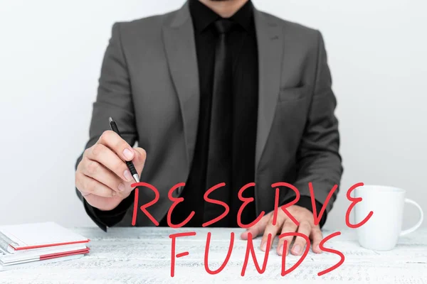 Handwriting Text Reserve Funds Business Concept Money Released Bank Back — Foto de Stock