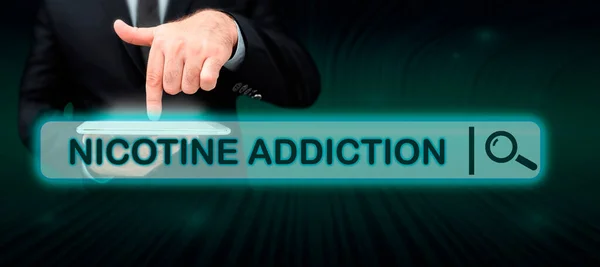 Tekst Bijschrift Presenteren Nicotine Addiction Business Idee Voorwaarde Van Verslaafd — Stockfoto