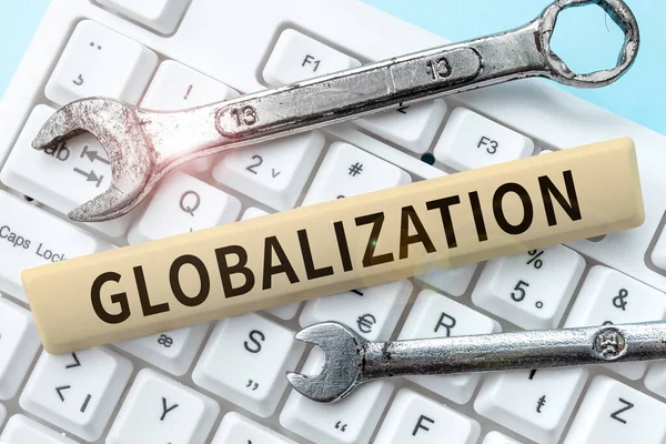 Text Ukazující Inspiraci Globalizace Internet Vývoj Koncepce Stále Integrovanější Globální — Stock fotografie