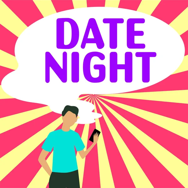 Hand Writing Sign Date Night Concept Meaning Time Couple Can — Stock Photo, Image