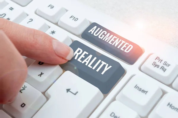 Konceptuell Bildtext Augmented Reality Affärsidé Teknik Som Ålägger Datorbild Den — Stockfoto