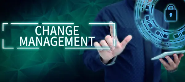 Text Showing Inspiration Change Management Business Overview Replacement Leadership Organization —  Fotos de Stock
