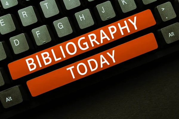 Signo Que Muestra Bibliografía Palabra Para Una Lista Escritos Relacionados —  Fotos de Stock