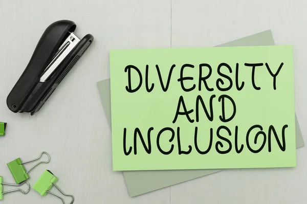 Scrittura Mano Testo Diversità Inclusione Business Panoramica Gamma Differenza Umana — Foto Stock