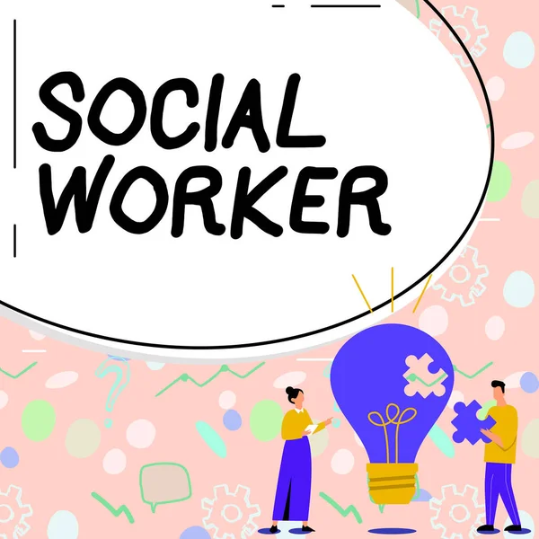 Text Bildtext Som Presenterar Socialarbetare Business Showcase Hjälp Från Statliga — Stockfoto