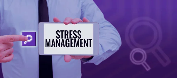 Scrittura Visualizzazione Del Testo Stress Management Word Scritto Modi Imparare — Foto Stock