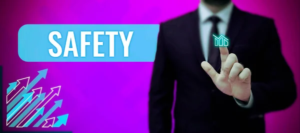 Legenda Conceitual Segurança Palavra Por Condição Proteção Contra Riscos Perigo — Fotografia de Stock
