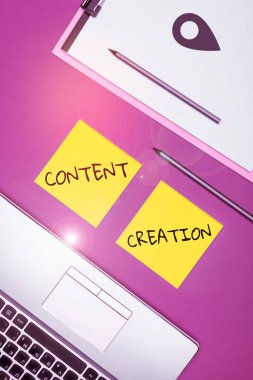 Handwriting text Content Creation, Word Written on contribution of information to any digital media