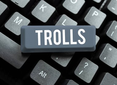 Trolleri gösteren metin işareti, iş fikri İnternet argo trolü insanları internetten üzmeye başlıyor