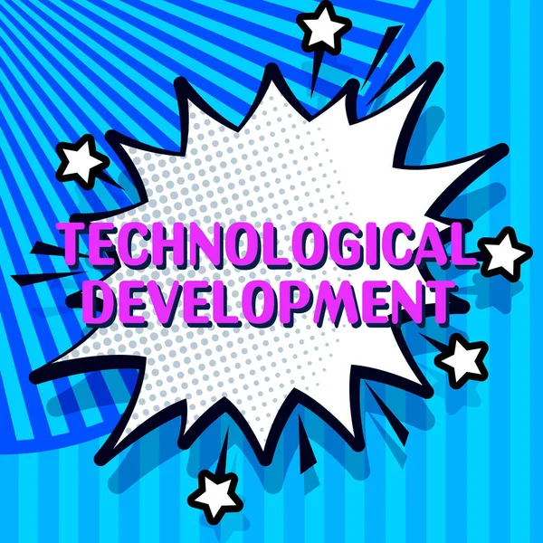 Texto Manuscrito Desarrollo Tecnológico Concepto Que Significa Invención Innovación Puesta —  Fotos de Stock