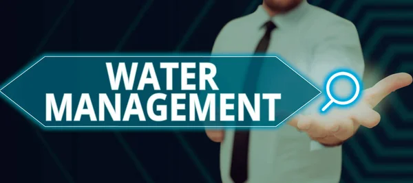標識を示すインスピレーション水管理 定義された水政策の下で水資源の最適な使用を意味する概念 — ストック写真