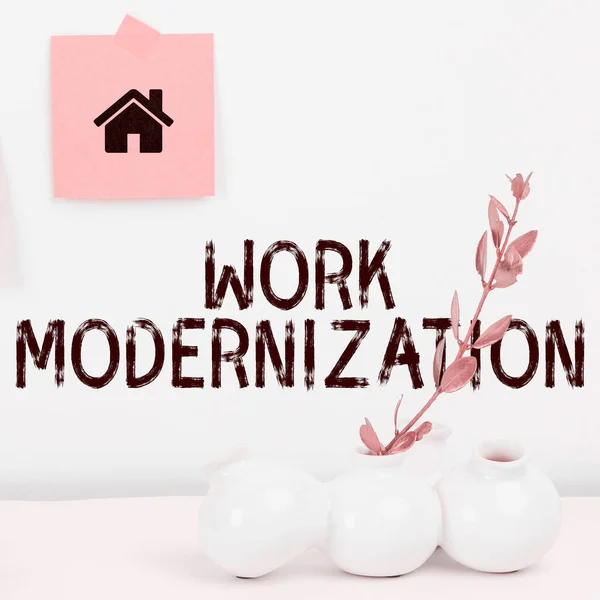Modernisasi Kerja Tampilan Konseptual Kata Untuk Mengubah Layanan Dan Proses — Stok Foto