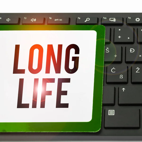 Texto Escritura Mano Long Life Concepto Negocio Capaz Seguir Trabajando — Foto de Stock