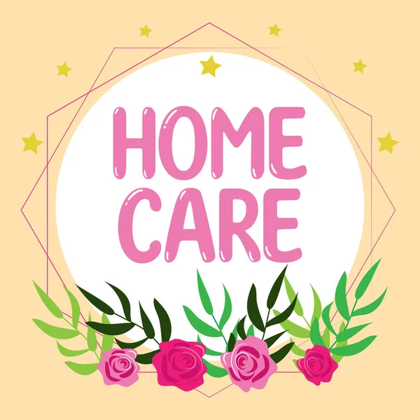Exibição Conceitual Home Care Vitrine Negócios Lugar Onde Pessoas Podem — Fotografia de Stock