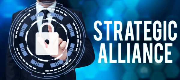 Text Caption Presenting Strategic Alliance Internet Concept Bond States Parties — Foto de Stock