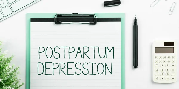 Handwriting text Postpartum Depression, Word for a mood disorder involving intense depression after giving birth