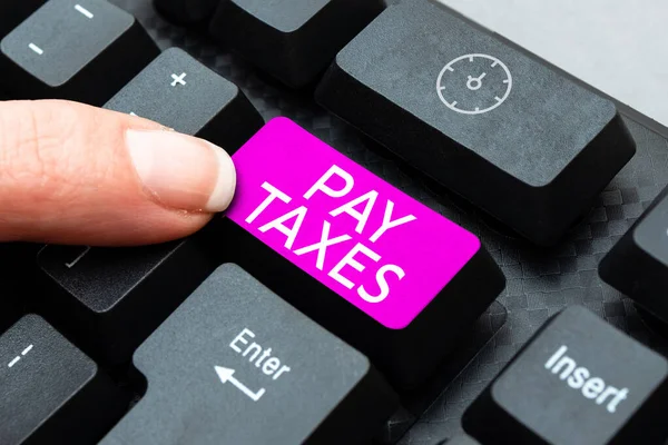 Texte Manuscrit Paye Impôts Traitement Concept Entreprise Fiscalité Comptabilité Pour — Photo