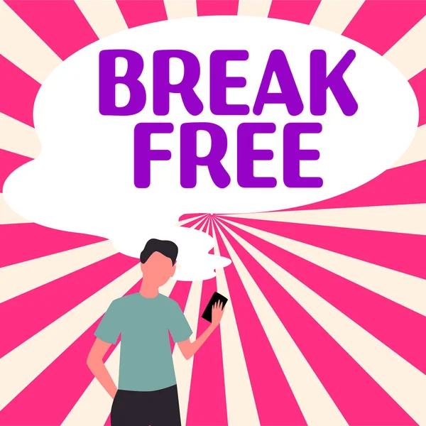 Zarejestruj Wyświetlając Break Free Słowo Inny Sposób Powiedzieć Zbawienie Łańcuchów — Zdjęcie stockowe