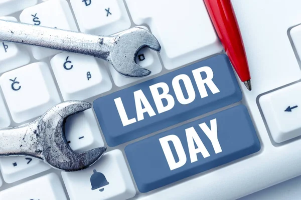 stock image Text showing inspiration Labor Day, Business overview an annual holiday to celebrate the achievements of workers