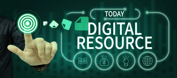 Концептуальная Подпись Digital Resource Business Approach Content Distributed Digitally Internet — стоковое фото