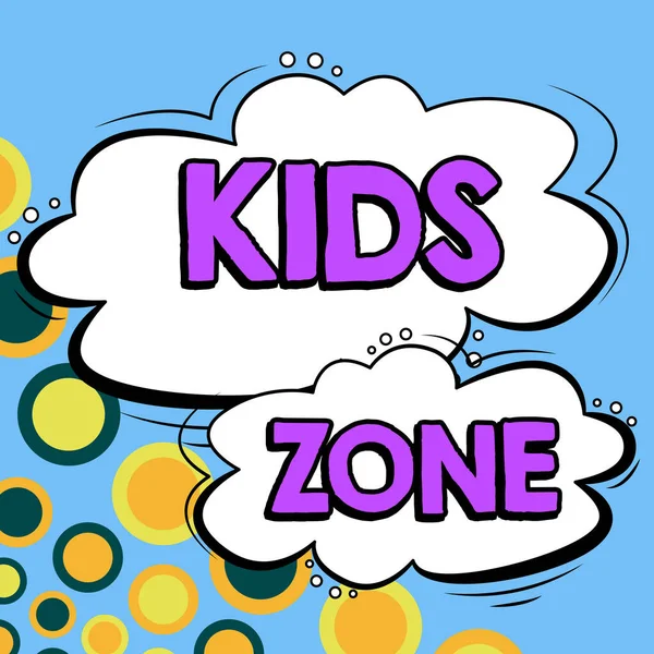 Textschild Mit Der Aufschrift Kids Zone Business Approach Ein Bereich — Stockfoto