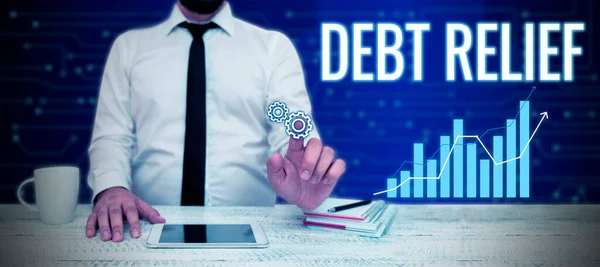 Assinatura Exibindo Alívio Dívida Conceito Negócio Remissão Parcial Total Mesmo — Fotografia de Stock