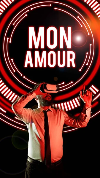 Вдохновение Показывает Знак Mon Amour Интернет Концепция Французское Имя Любовника — стоковое фото