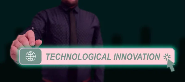 Koncepční Titul Technologické Inovace Koncepční Foto Nový Vynález Technických Znalostí — Stock fotografie