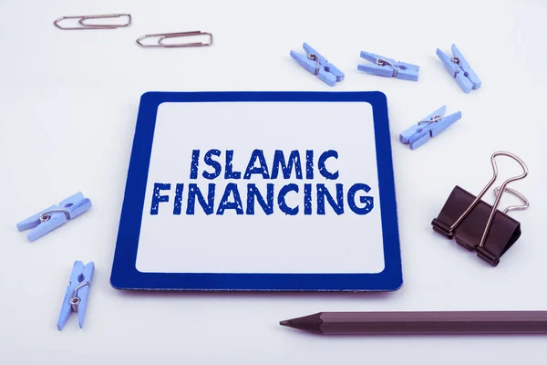 Tekst Odręcznego Pisania Islamski Finanse Business Showcase Działalność Bankowa Inwestycje — Zdjęcie stockowe